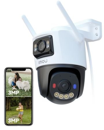 Imou 3MP+3MP Dual Lens CCTV Camera Home Outdoor, Pan-Tilt Wi-Fi Camera, AI Human and Vehicle Detection, Smart Color Night Vision, Red-Blue Warning Light, Two Way Talk, Privacy Mode, Weatherproof