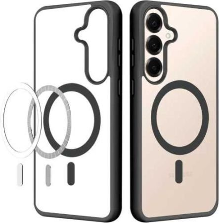 CEDO Magfit Cover for Samsung Galaxy S25 Plus (5G) | Mag-Safe Wireless Charging | Designed with Magnetic Lock Shockproof Phone Bumper Transparent Back Case Cover (Black)