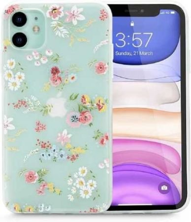 Enflamo Soft TPU 3D Relief Flower Printed Phone Case Back Cover for iPhone 11 (White, Mix Lilies)